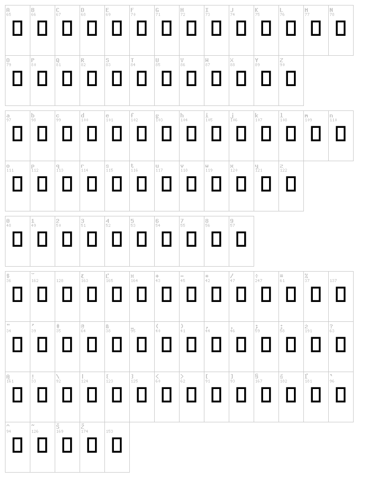 Hospital Icons font map
